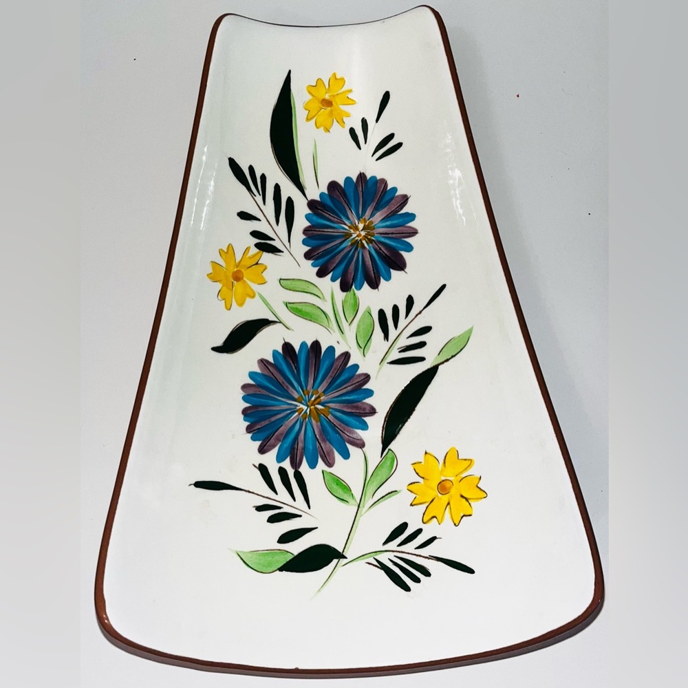 Stangl Pottery Country Garden Curved Footed‎ Serving Dish Hand Painted 11”x7.5”